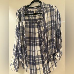 Mia and Tess blue plaid button up